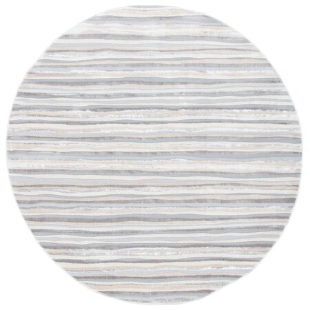 Safavieh 6 ft. 7 in. x 6 ft. 7 in. Lagoon Power Loomed Round Area Rug; Ivory & Grey LGN148A-7R